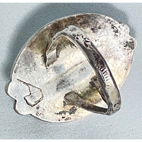 Turquoise Navajo Native Silver Ring Signed AD Size 9 weighs 12.14 gr Gem Stone - Picture 5 of 15